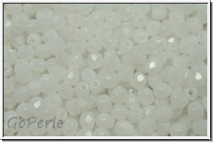 Bhm. Glasschliffperle, feuerpol., 3mm, white, opal, 50 Stk.