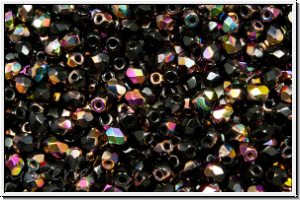 Bhm. Glasschliffperle, feuerpol., 3mm, black, op., half vitex, 50 Stk.