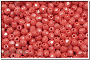 Bhm. Glasschliffperle, feuerpol., 3mm, salmon, op., luster, 50 Stk.