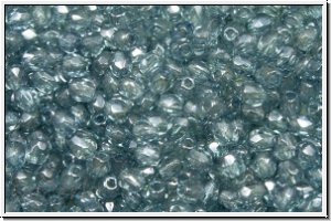 Bhm. Glasschliffperle, feuerpol., 3mm, crystal, trans., montana luster, 50 Stk.