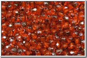 Bhm. Glasschliffperle, feuerpol., 3mm, orange, dk., trans., half valentinite, 50 Stk.