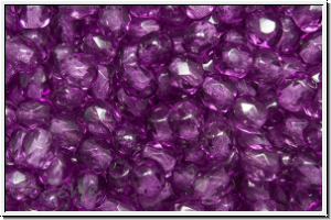 Bhm. Glasschliffperle, feuerpol., 4mm, crystal, trans., grape coating, 50 Stk.