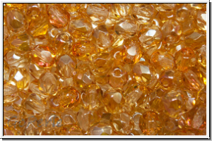 Bhm. Glasschliffperle, feuerpol., 4mm, crystal, trans., half copper luster, 50 Stk.