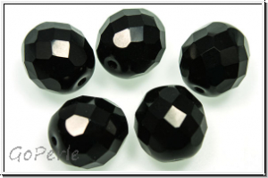 Bhm. Glasschliffperle, feuerpol., 12mm, black, op., 5 Stk.