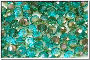 Kristallschliffperle, rund, 3mm, turquoise, trans., galv., 90 Stk.