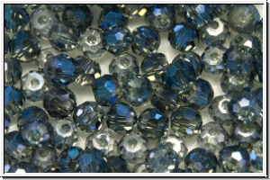 Kristallschliffperle, rund, 3mm, crystal, trans., blue galv., 90 Stk.