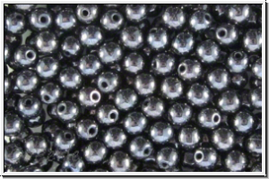 bhm. Glasperle, rund, 4mm, hematite, met., 50 Stk.