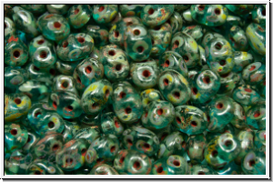 SD-60020-86805, SuperDuo Beads, aqua, trans., dark picasso, 10g