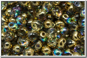 DP-0131-98536, MIYUKI Tropfen, 3,4mm, crystal, trans., gold rainbow, 10g