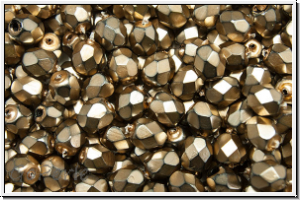 Bhm. Glasschliffperle, feuerpol., 4mm, black, op.,  heavy metal, light bronze, 50 Stk.