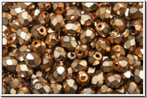 Bhm. Glasschliffperle, feuerpol., 4mm, black, op., heavy metal beige, 50 Stk.