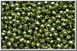 Bhm. Glasschliffperle, feuerpol., 3mm, black, op., heavy metal olivine, 50 Stk.