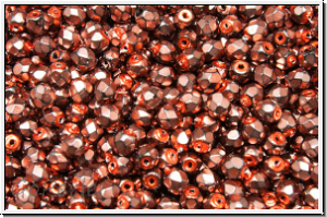 Bhm. Glasschliffperle, feuerpol., 3mm, black, op., heavy metal salmon, 50 Stk.