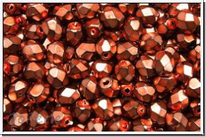 Bhm. Glasschliffperle, feuerpol., 4mm, black, op., heavy metal salmon, 50 Stk.