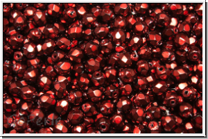 Bhm. Glasschliffperle, feuerpol., 3mm, black, op., heavy metal red, 50 Stk.