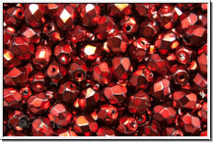 Bhm. Glasschliffperle, feuerpol., 4mm, black, op., heavy metal red, 50 Stk.