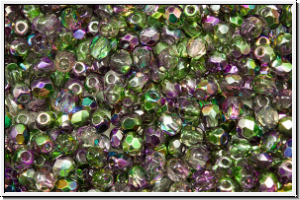 Bhm. Glasschliffperle, feuerpol., 3mm, crystal, trans., magic orchid, 50 Stk.