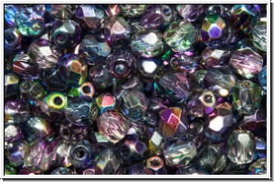 Bhm. Glasschliffperle, feuerpol., 4mm, crystal, trans., magic blue/purple, 50 Stk.