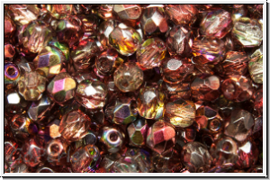 Bhm. Glasschliffperle, feuerpol., 4mm, crystal, trans., magic wine, 50 Stk.