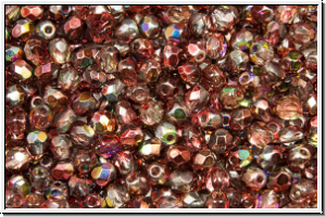 Bhm. Glasschliffperle, feuerpol., 3mm, crystal, trans., magic wine, 50 Stk.