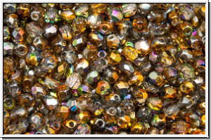 Bhm. Glasschliffperle, feuerpol., 3mm, crystal, trans., magic copper, 50 Stk.