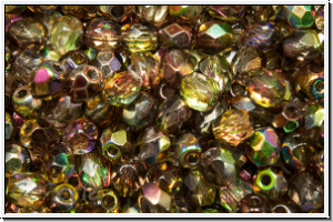 Bhm. Glasschliffperle, feuerpol., 4mm, crystal, trans., magic olivine, 50 Stk.