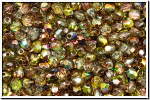 Bhm. Glasschliffperle, feuerpol., 3mm, crystal, trans., magic olivine, 50 Stk.