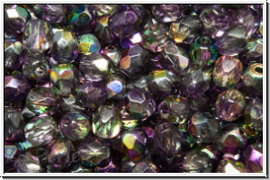 Bhm. Glasschliffperle, feuerpol., 4mm, crystal, trans., magic lilac, 50 Stk.