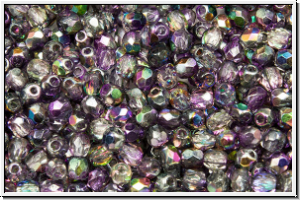 Bhm. Glasschliffperle, feuerpol., 3mm, crystal, trans., magic lilac, 50 Stk.