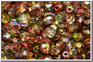 Bhm. Glasschliffperle, feuerpol., 4mm, crystal, trans., magic autumn, 50 Stk.