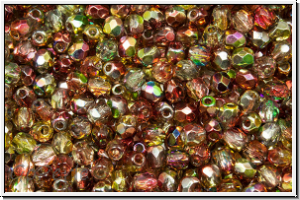 Bhm. Glasschliffperle, feuerpol., 3mm, crystal, trans., magic autumn, 50 Stk.