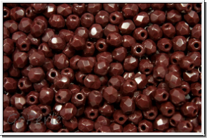 Bhm. Glasschliffperle, feuerpol., 3mm, oxblood, op., 50 Stk.