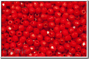 Bhm. Glasschliffperle, feuerpol., 3mm, red, op., 50 Stk.