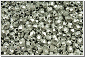 Bhm. Glasschliffperle, feuerpol., 3mm, silver, met., satin, 50 Stk.