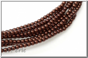 bhm. Glasperle, rund, 2mm, bronze, met., 1 Strang