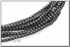 bhm. Glasperle, rund, 2mm, hematite, met., 1 Strang