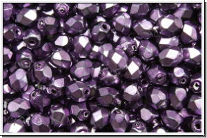 Bhm. Glasschliffperle, feuerpol., 4mm, black, op., heavy metal dk. magenta, 50 Stk.