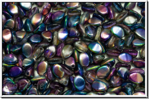 PB-00030-95100, Pinch Beads, 5x3mm, crystal, trans., magic blue/purple, 65 Stk.