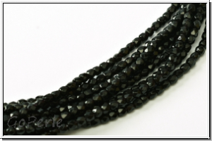 Bhm. Glasschliffperle, feuerpol., 2mm, black, opaque, 50 Stk.