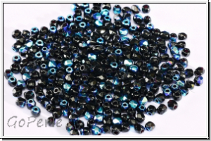 Bhm. Glasschliffperle, feuerpol., 2mm, black, op., AB, 50 Stk.