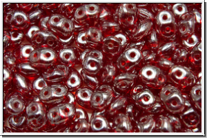 SD-90080-14400, SuperDuo Beads, siam ruby, trans., luster, 10g