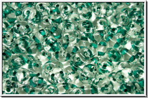 SD-00030-44859, SuperDuo Beads, crystal, trans., dk. green-ld., 10g