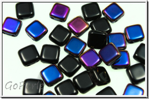 TILE-Beads, 6x6mm, black, op., half sliperit, 25 Stk.