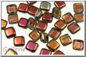 TILE-Beads, 6x6mm, crystal, trans., half marea, 25 Stk.