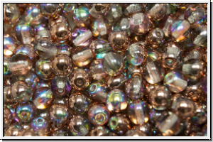 bhm. Glasperle, rund, 4mm, crystal, trans., copper, AB, 50 Stk.