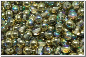 bhm. Glasperle, rund, 4mm, crystal, trans., golden, AB, 50 Stk.