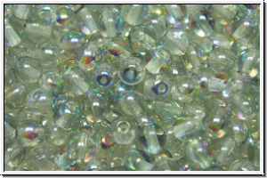 bhm. Glasperle, rund, 4mm, crystal, trans., blue, AB, 50 Stk.