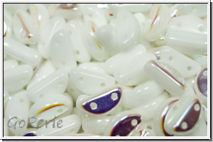 Half Moon Beads, 8x4mm, white, alabaster, AB, 25 Stk.