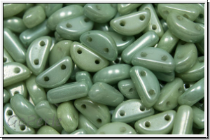 Half Moon Beads, 8x4mm, white, alabaster, light green marbled, 25 Stk.