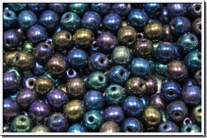 bhm. Glasperle, rund, 4mm, blue, met., iris., 50 Stk.